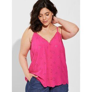 NWT Torrid Pink Peacock Sophie Eyelet Swing Cami